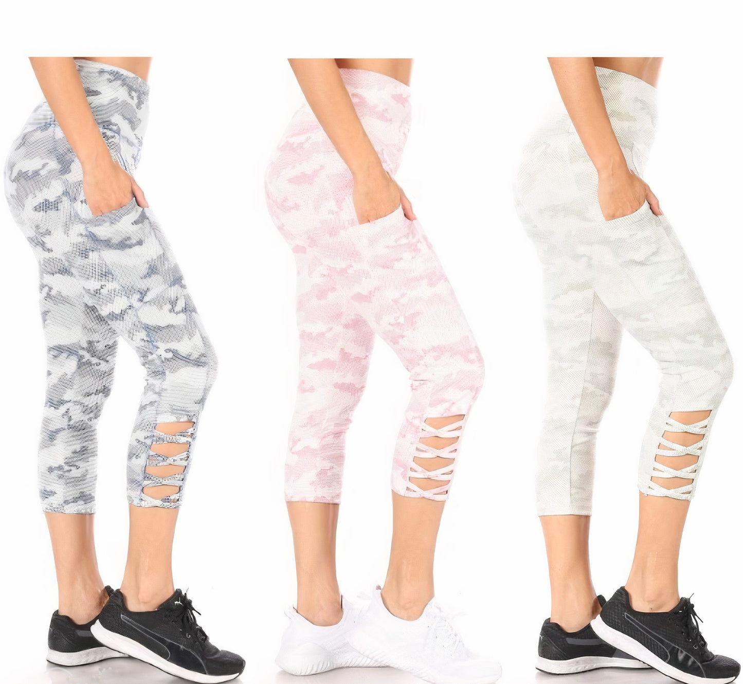 Women's Tummy Control Capri Leggings with Pockets (3-Pack)
