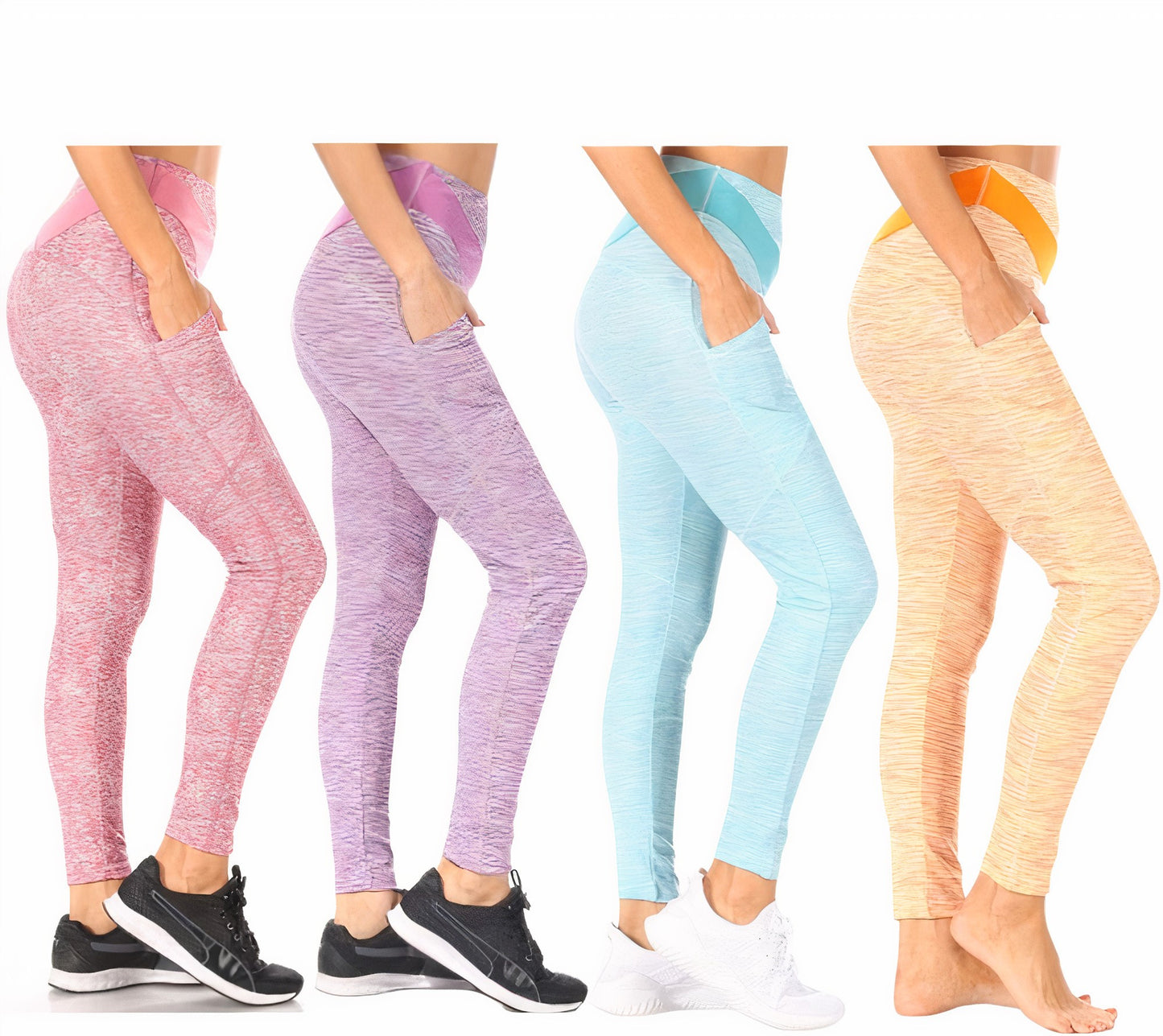 4-Pack: Women's Tummy Control Active Leggings with Pockets