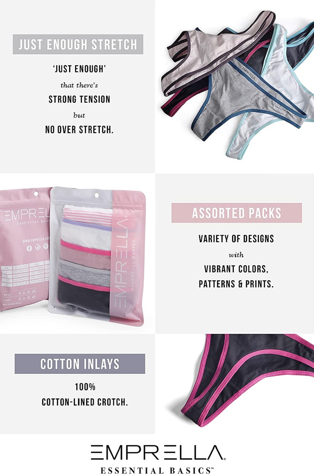 {8-Pack} Cotton Blend Thong Underwear