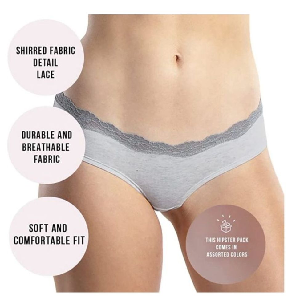 (8-Pack) Cotton Lace Hipster Underwear