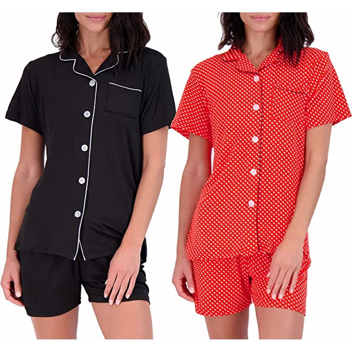 Women's Matching Shirt & Shorts Pajamas, Button-Down Style (2-Pack)