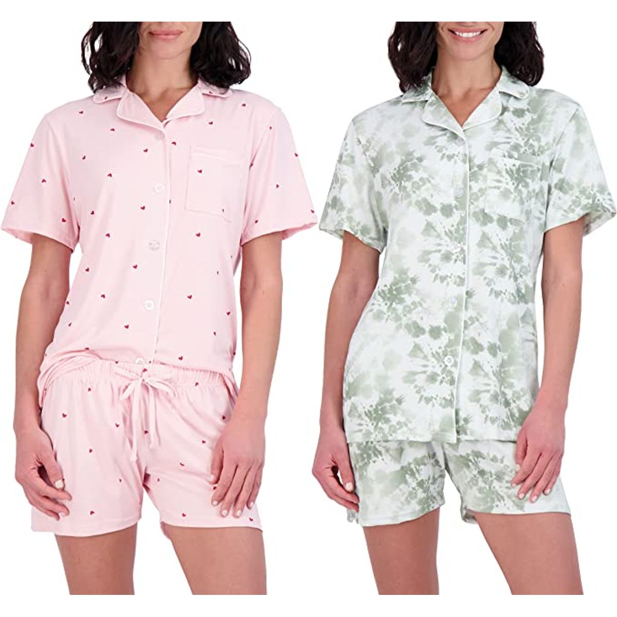 Women's Matching Shirt & Shorts Pajamas, Button-Down Style (2-Pack)