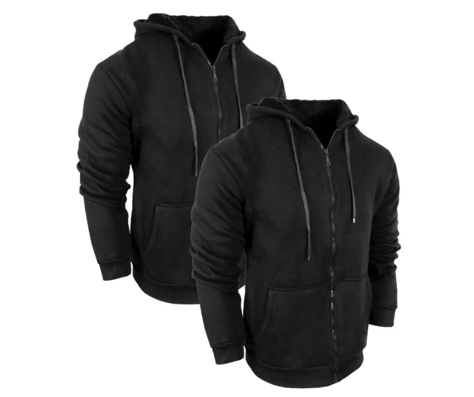 {2-Pack} Men's Sherpa Fleece Lined Full-Zip Hoodies