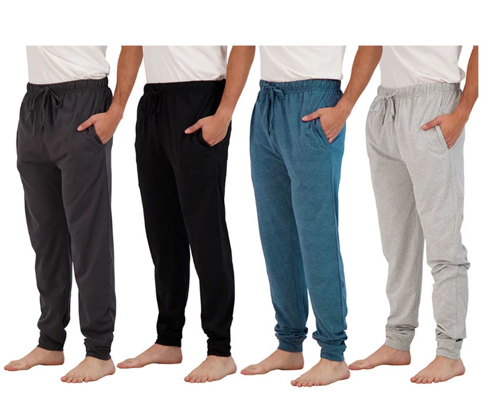 (4-Pack) Men's Cotton Lounge Jogger Pants with Pockets (S-3XL)