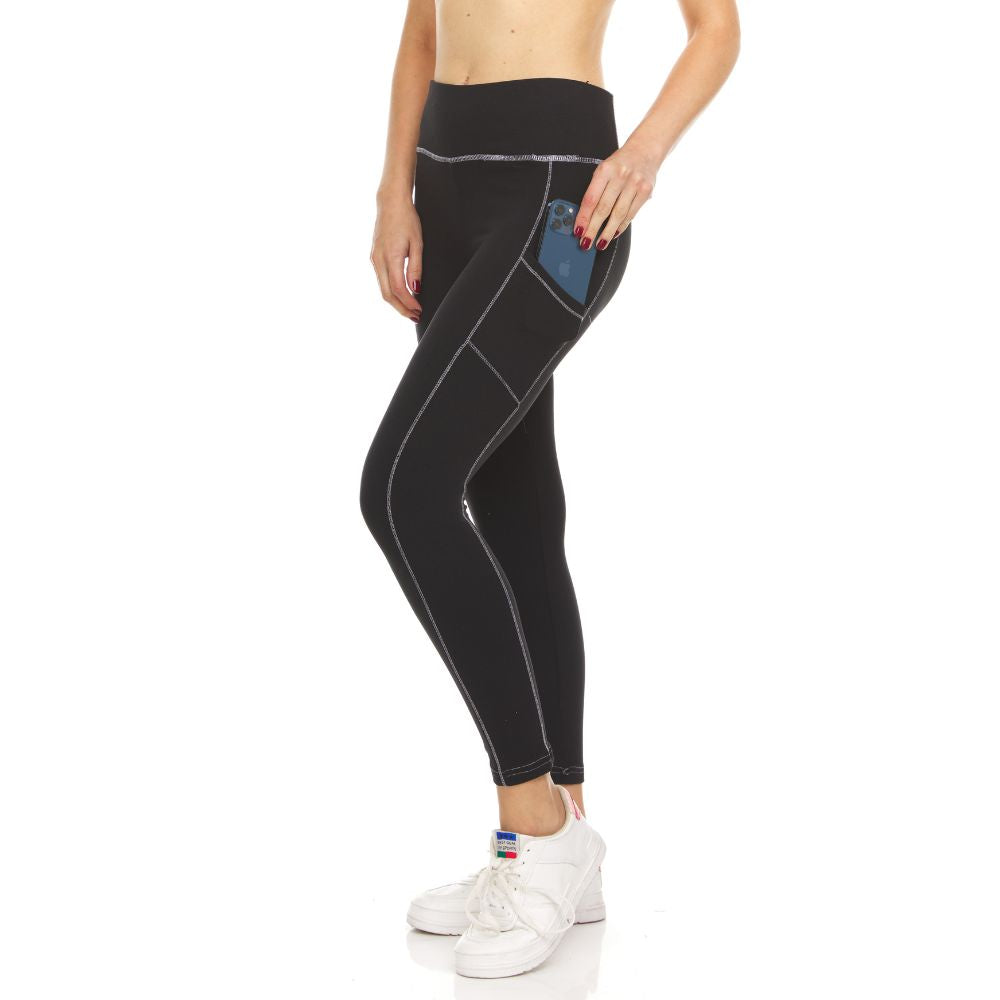 (2-Pack) Women's Fleece Lined Active Leggings With Pocket