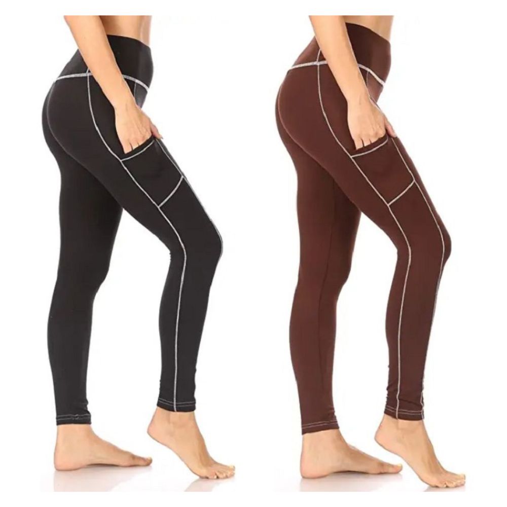 2-Pack) Women's Fleece Lined Active Leggings With Pocket – Apparelized