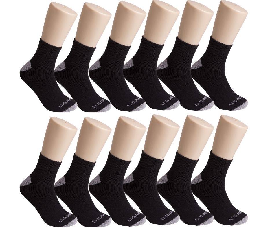 (12-Pairs) U.S. ARMY Tri-Blend Crew, Quarter, or No Show Socks