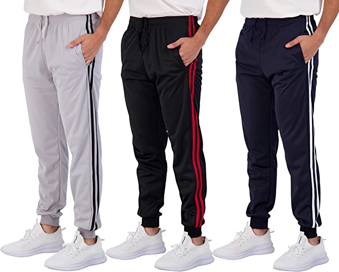 {3-Pack} Men's Fleece Active Athletic Joggers with Pockets