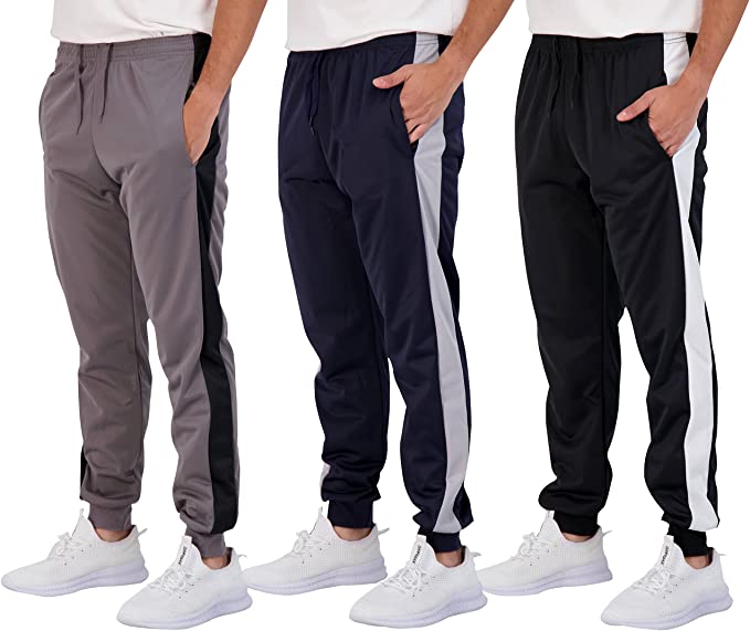{3-Pack} Men's Fleece Active Athletic Joggers with Pockets