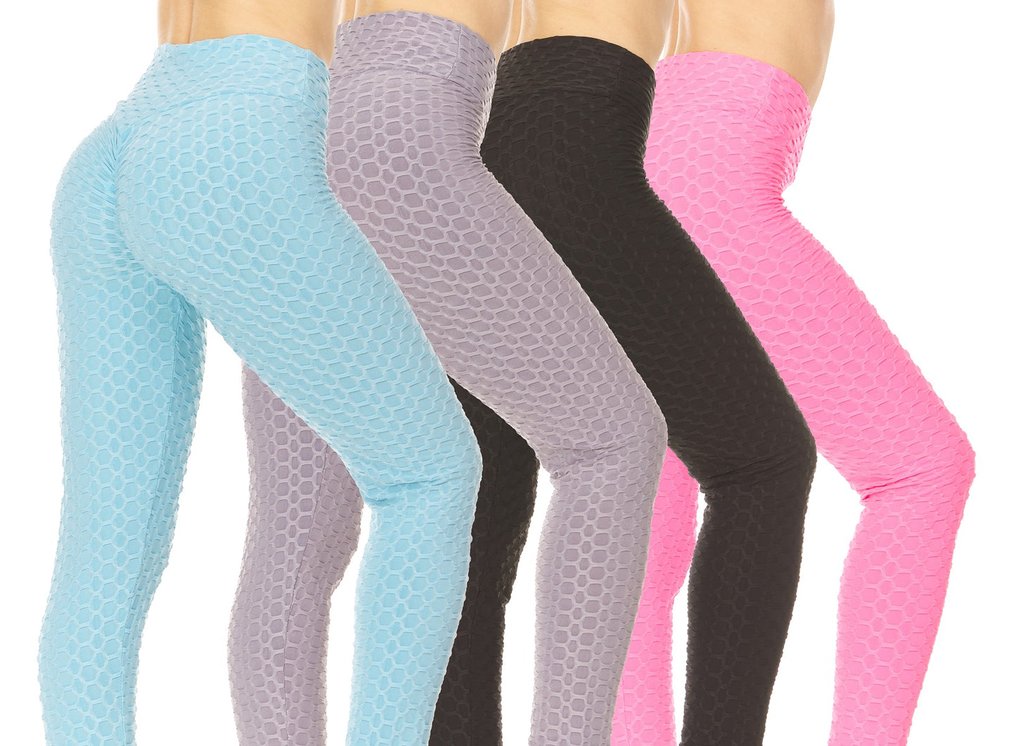 (3-Pack) Women's Ruched High-Waist Tummy Control Leggings