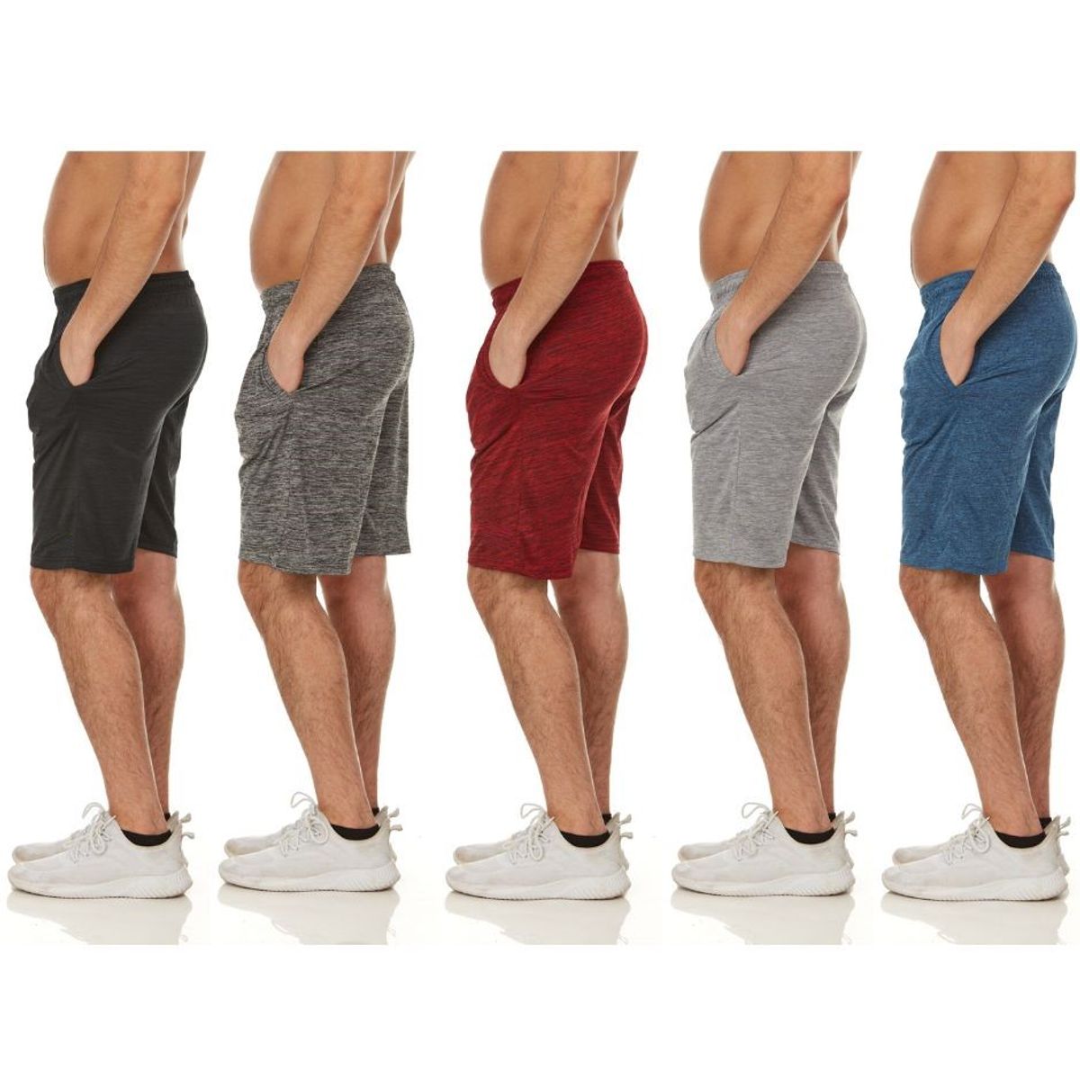5-Pack: Men's Active Athletic Dry-Fit Performance Shorts