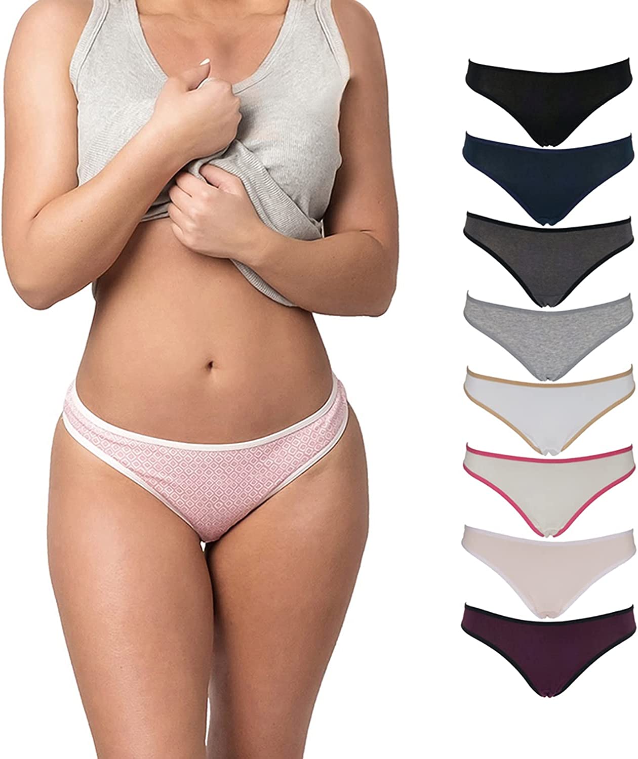 {8-Pack} Cotton Blend Thong Underwear