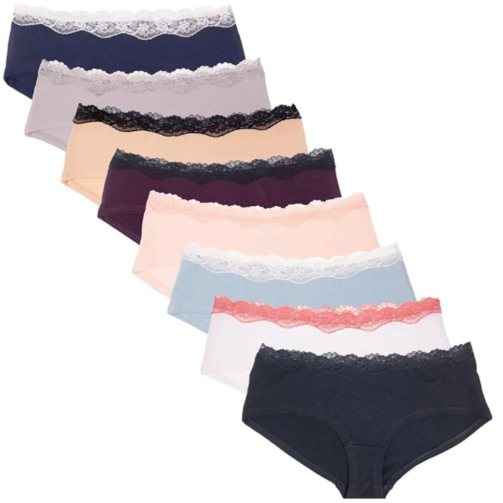 (8-Pack) Cotton Lace Hipster Underwear