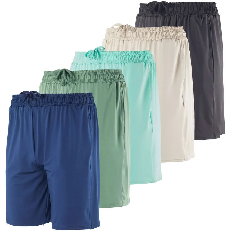 {5 Pack} Men's Dry-Fit 7" Sweat Resistant Workout Shorts with Pockets