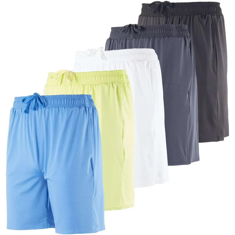 {5 Pack} Men's Dry-Fit 7" Sweat Resistant Workout Shorts with Pockets