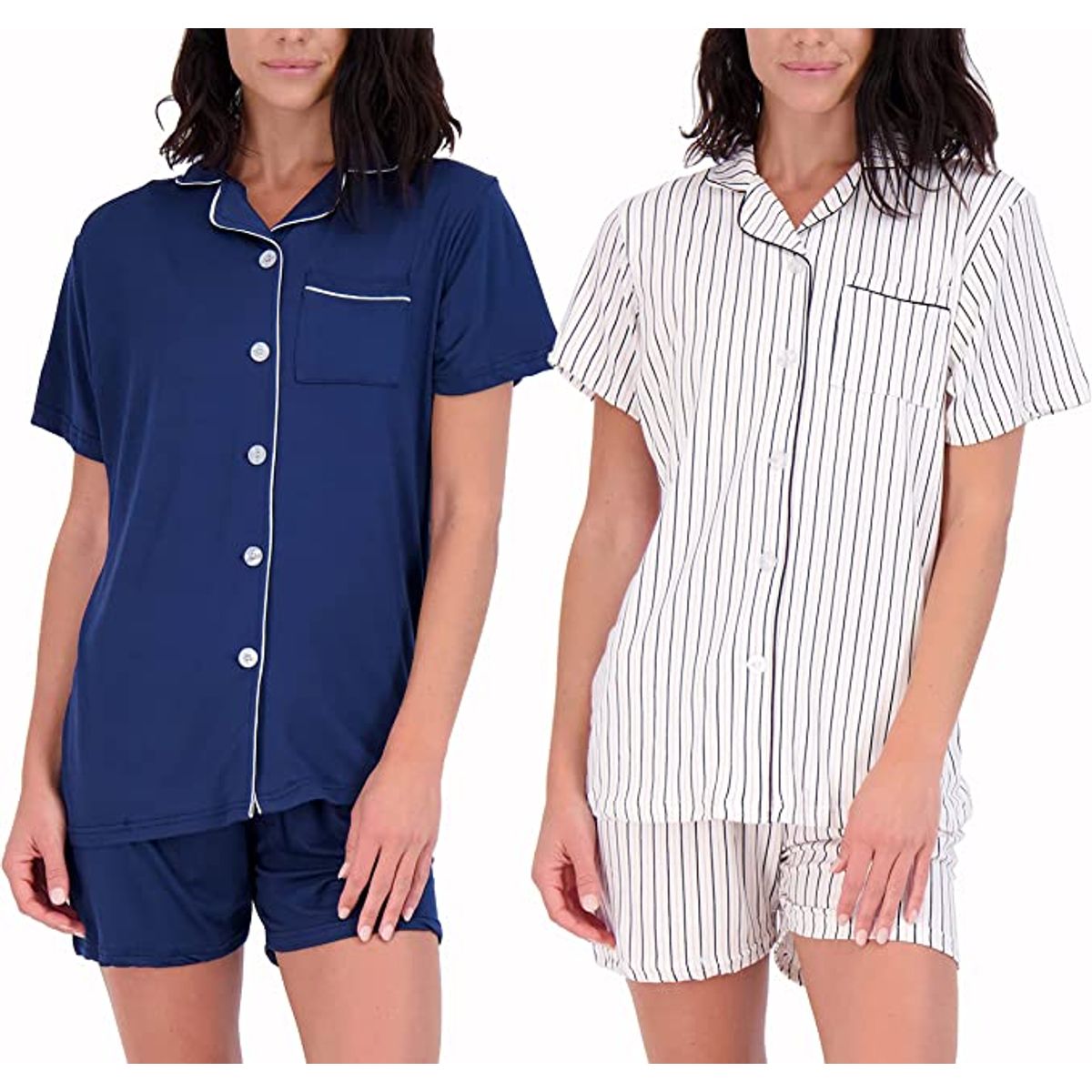 Women's Matching Shirt & Shorts Pajamas, Button-Down Style (2-Pack)