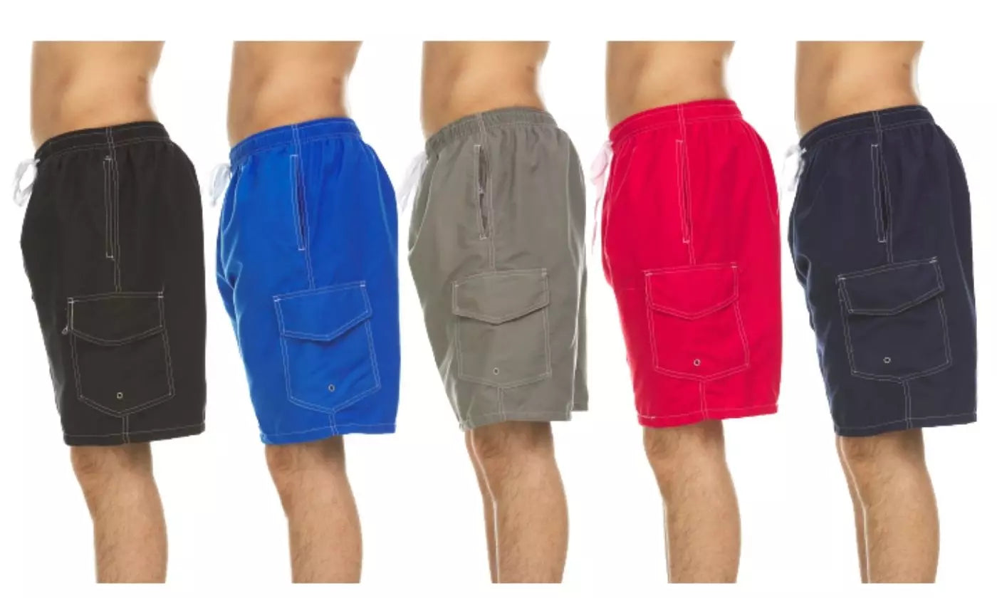 Men's Quick-Dry Swim Shorts with Cargo Pocket (3-Pack)