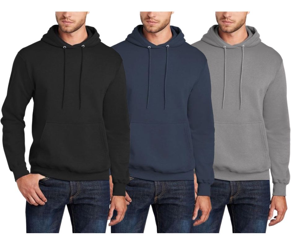 3-Pack: Men's Heavyweight Fleece Lined Pullover Hoodies