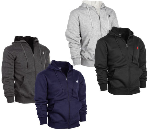 (2-Pack) Men's Basic Essential Full-Zip Fleece Hoodies