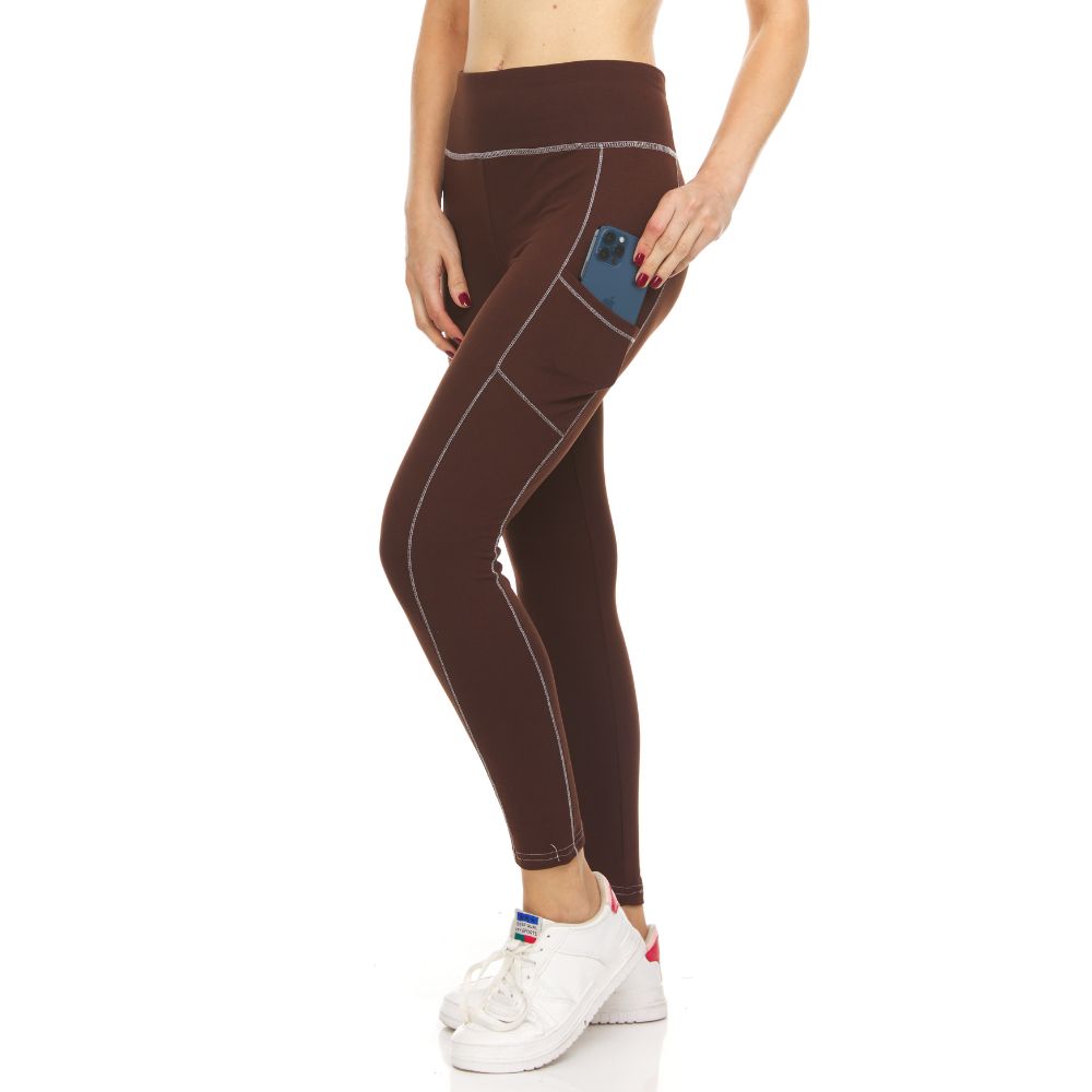 (2-Pack) Women's Fleece Lined Active Leggings With Pocket