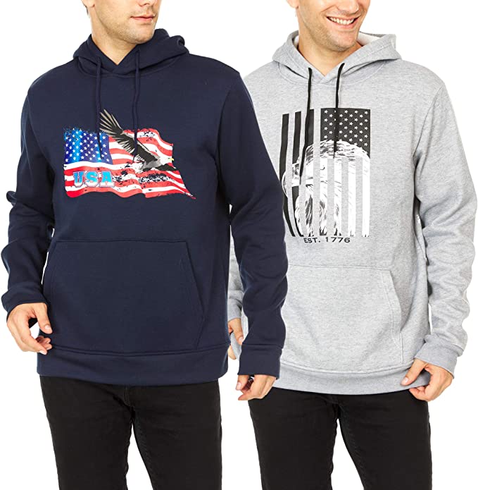 (2-Pack) Men's Fleece-Lined Pullover Hoodies