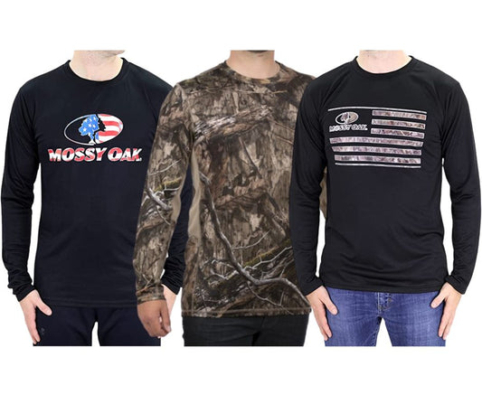 (3-Pack) Men's Mossy Oak Long Sleeve Performance T-Shirts