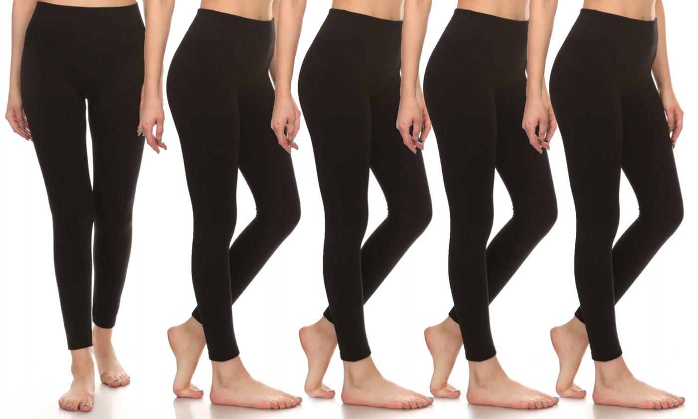 Women's Premium Fleece-Lined Leggings (5-Pack)