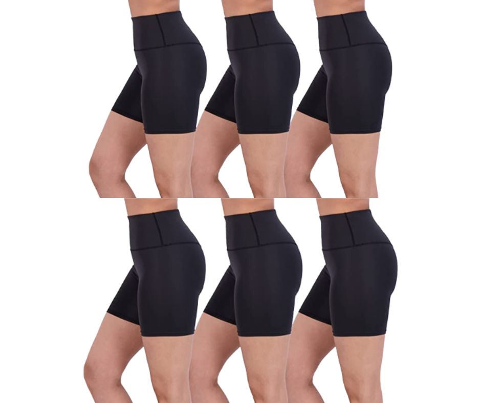 (6-Pack) Women's Active Athletic High-Waisted Biker Shorts