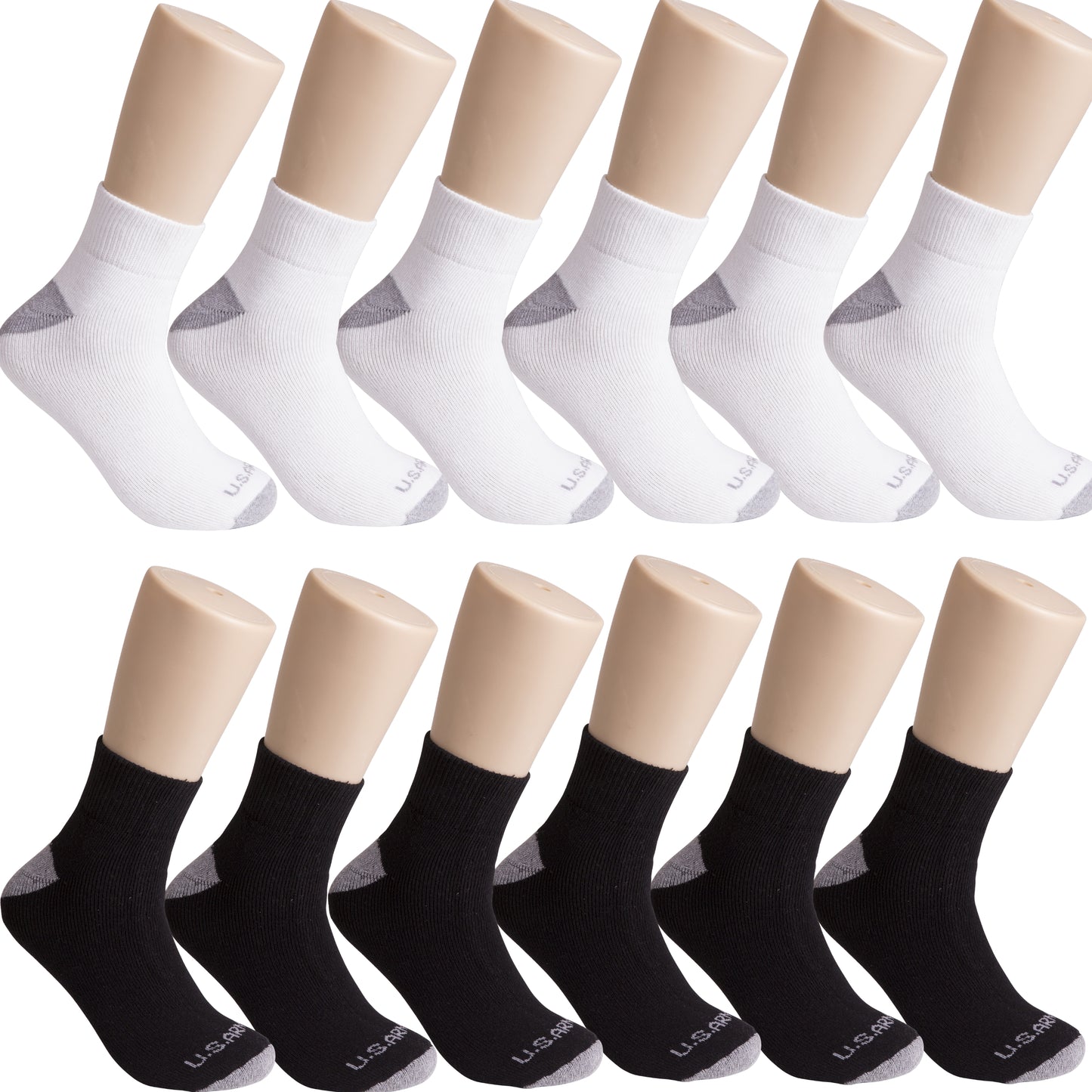 (12-Pairs) U.S. ARMY Tri-Blend Crew, Quarter, or No Show Socks