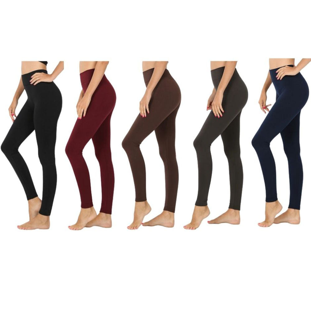 Women's Premium Fleece-Lined Leggings (5-Pack)