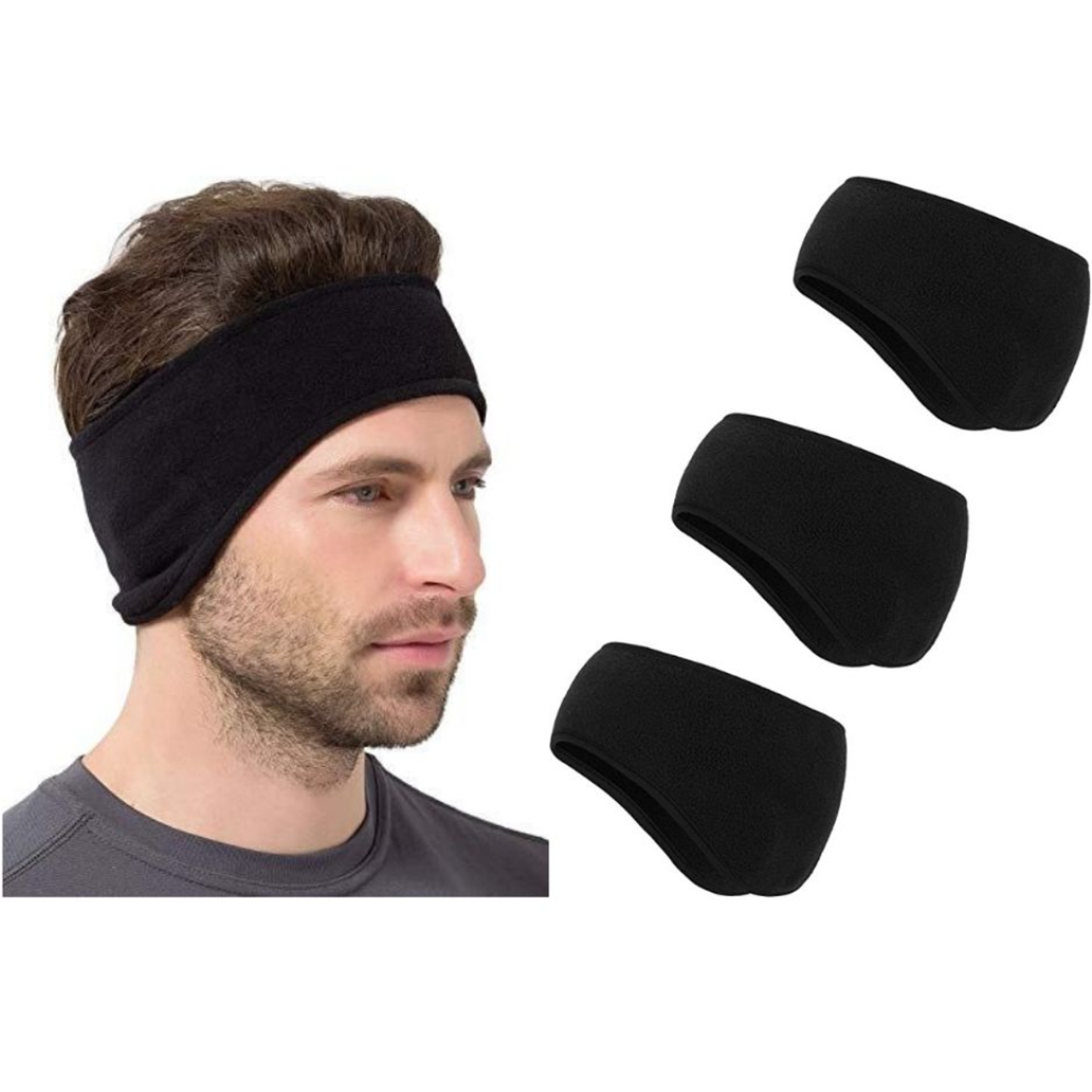 Unisex Fleece-Lined Headband Ear Warmers (3-Pack)