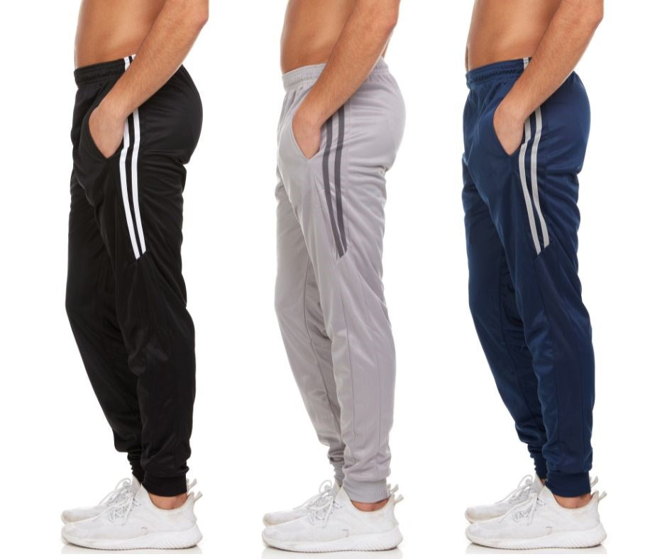 Men's Fleece Active Tricot Joggers with Pockets (3-Pack)