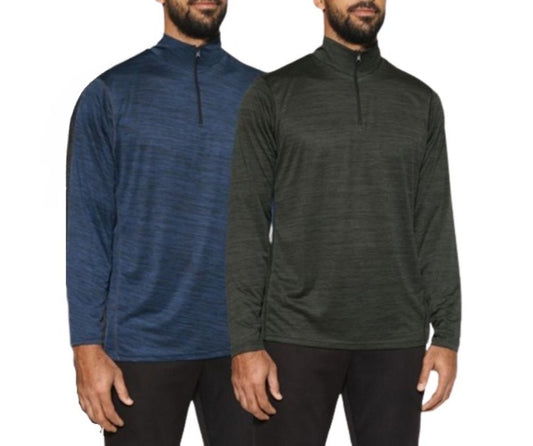 (2-Pack) Men's Moisture-Wicking Active Quarter Zip Pullovers