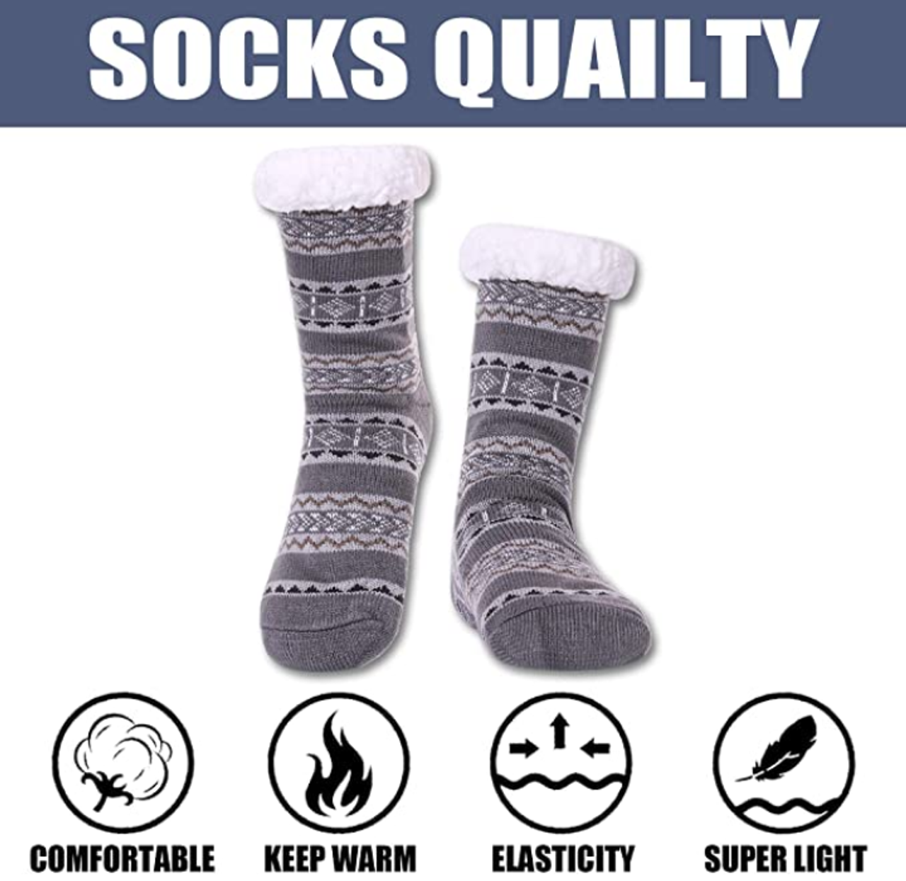 Men's Soft Fluffy Sherpa Slipper Socks (3-Pairs)