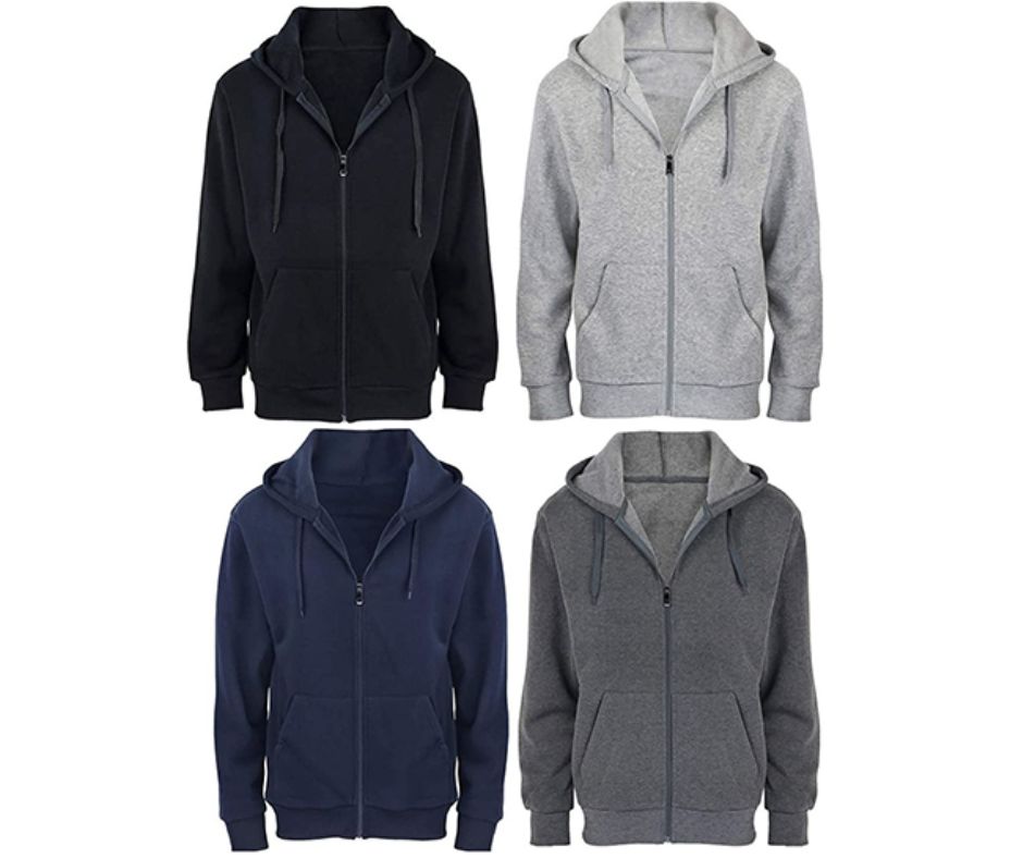 Men's Fleece Cotton Blend Full-Zip Hoodie (2-Pack)